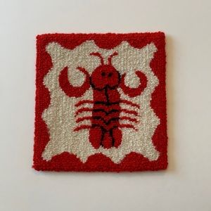 Vintage Rare OOAK Flora’s Hand Hooked Wool Lobster Trivet Wall Picture